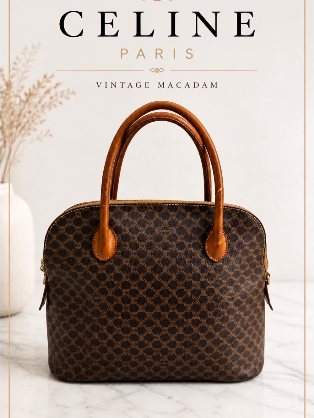 Authentic Celine Macadam Vintage Bag MC96 Top Handle Made in Italy